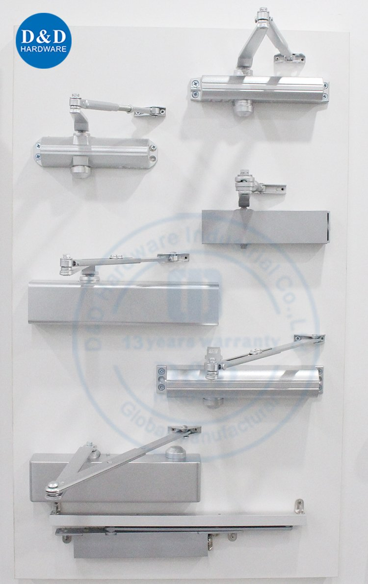 Light Duty Door Closer UL Certification Aluminium Silver Finish Sliding Door Closer