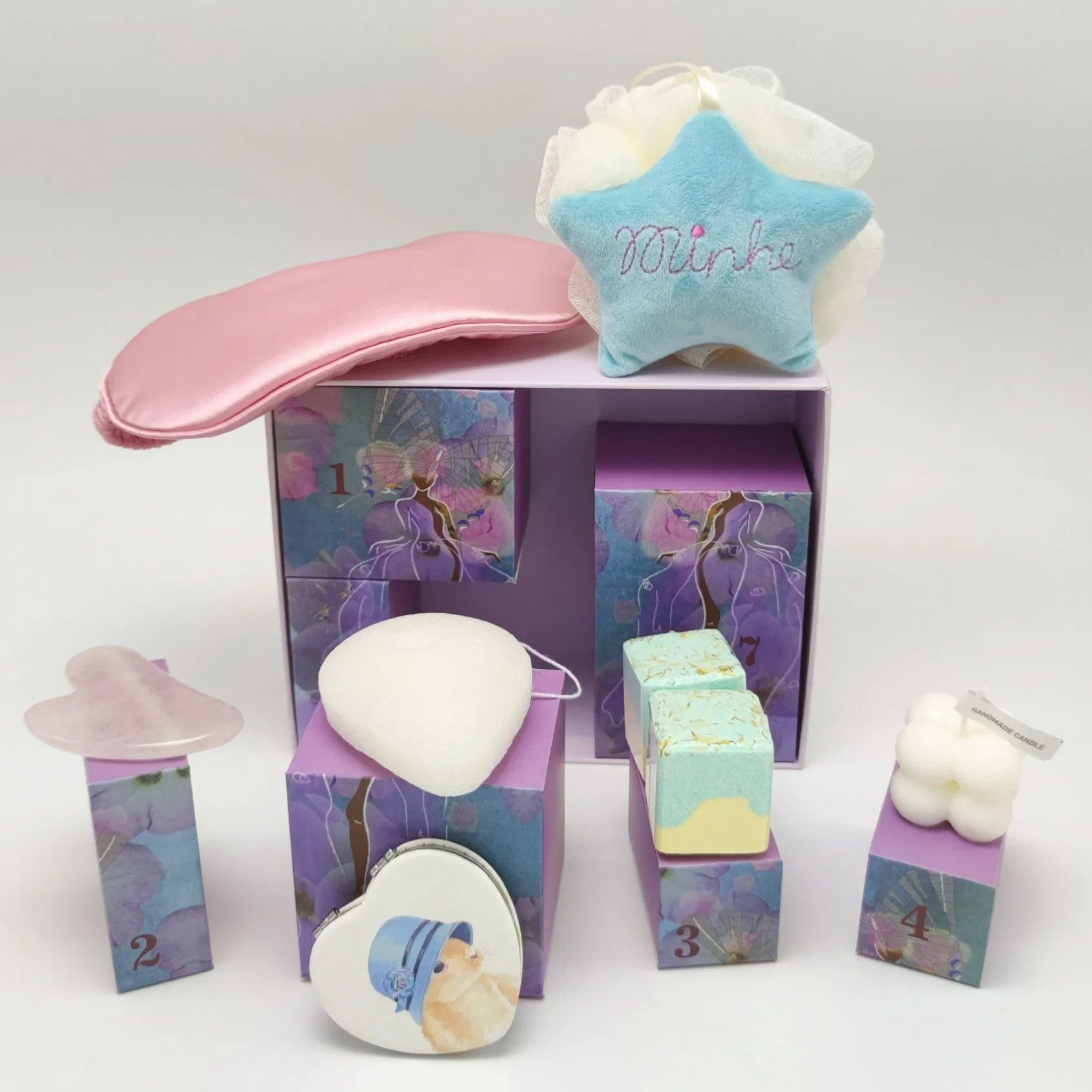 Luxury Relaxation Bedroom Selfcare Sleep Mask Candle Jade Plate Night Bath Set
