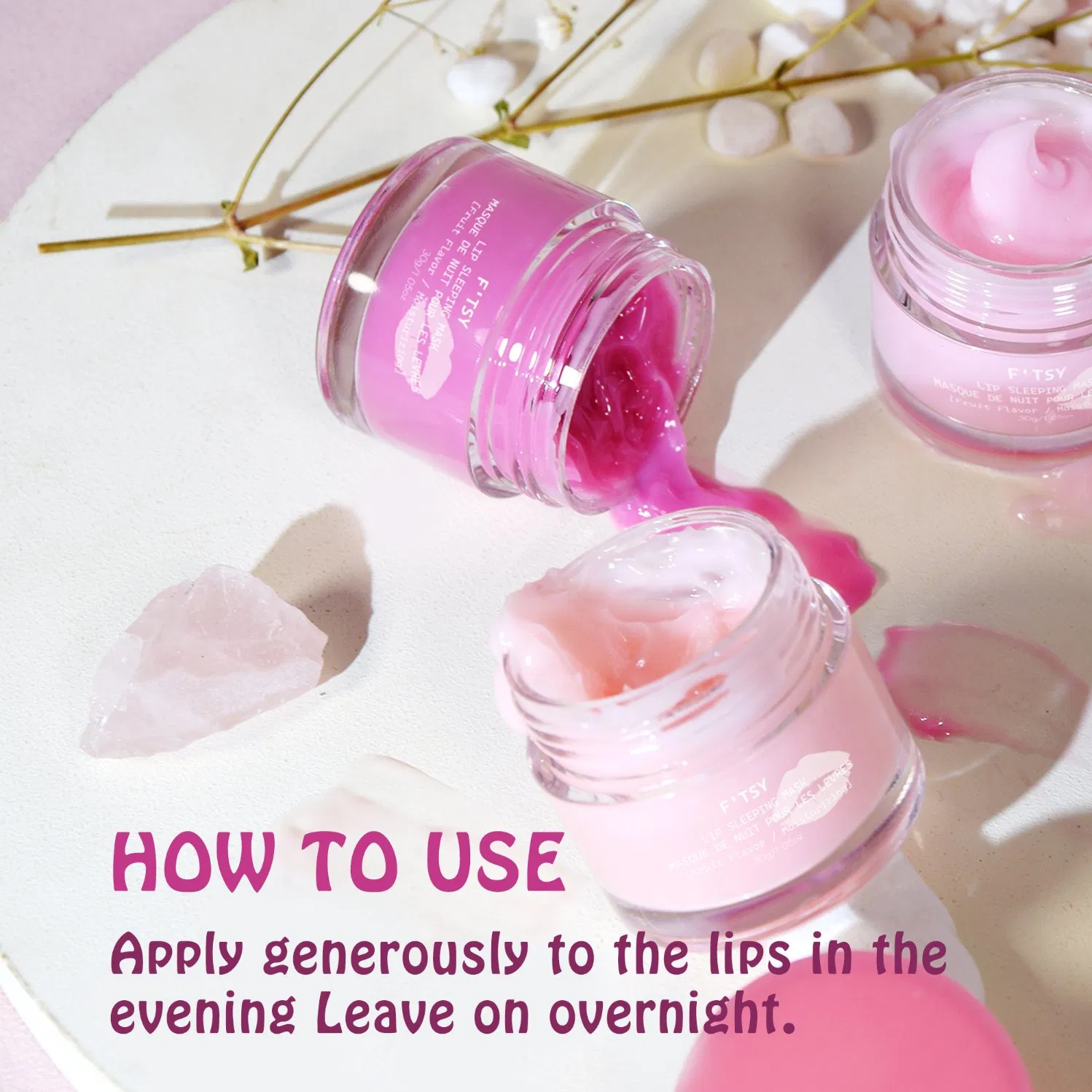 Private Label Overnight Strawberry Lip Mask with Aloe Vera Grape Seed Oil