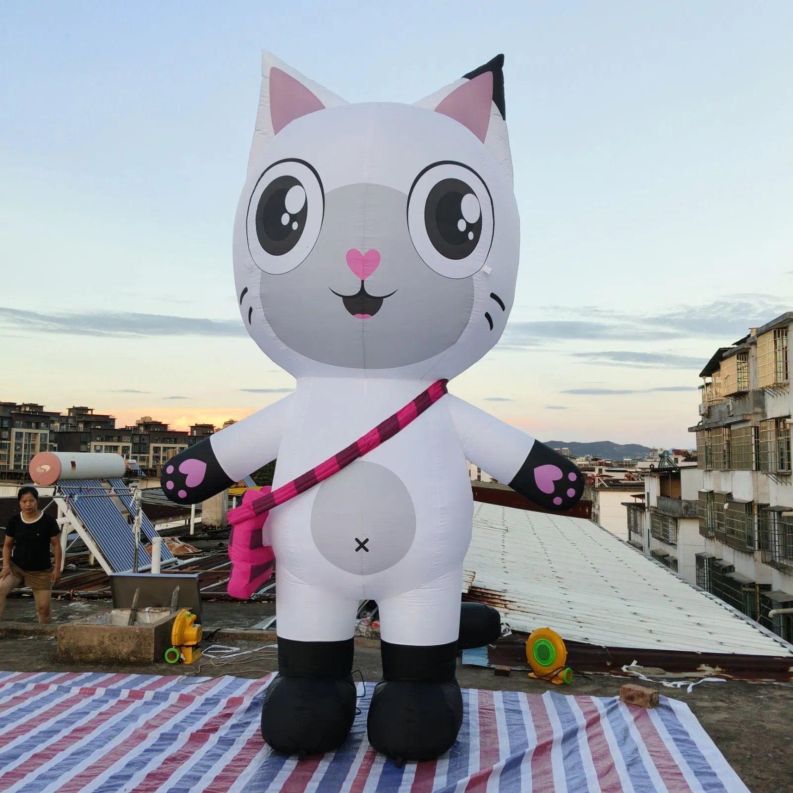 Light-up Cartoon Cat Inflatable Balloon for Mall Promotion & Night Event Display