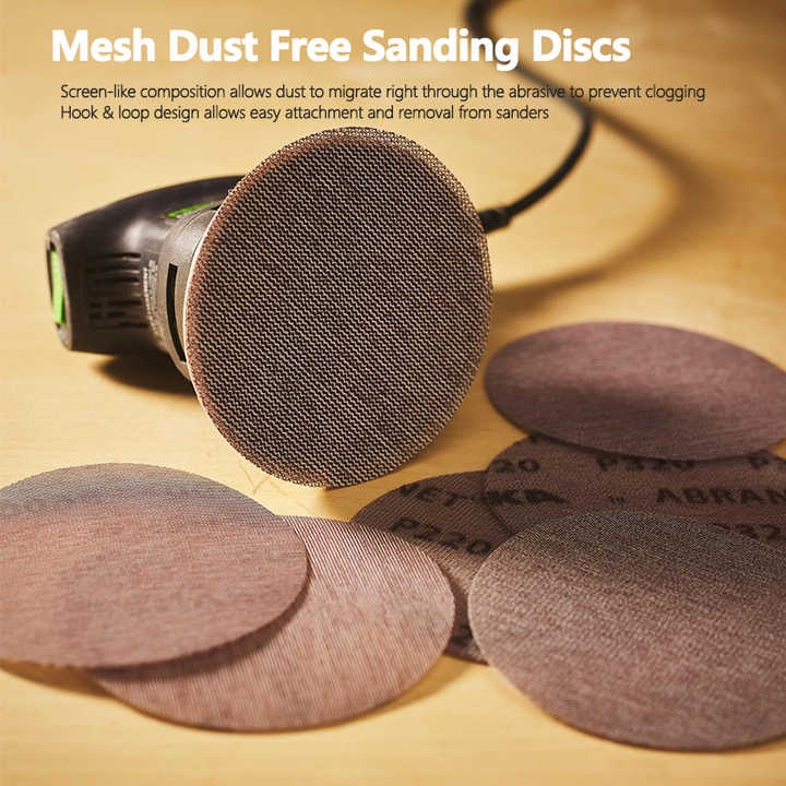 Hot Sale 80 Grit Mesh Abrasive Dust Free Sanding Discs 5 Inch Abranet Anti-Blocking Net Mesh Sanding Discs Factory Price