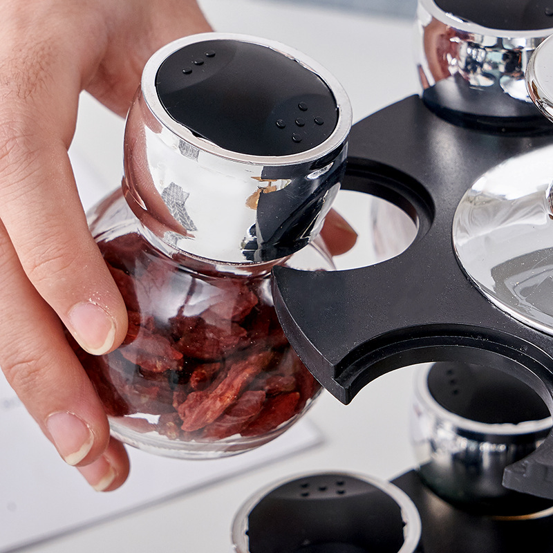 Small Spice Bottle for Kitchen Supplies Glass Rotating Spice Jar