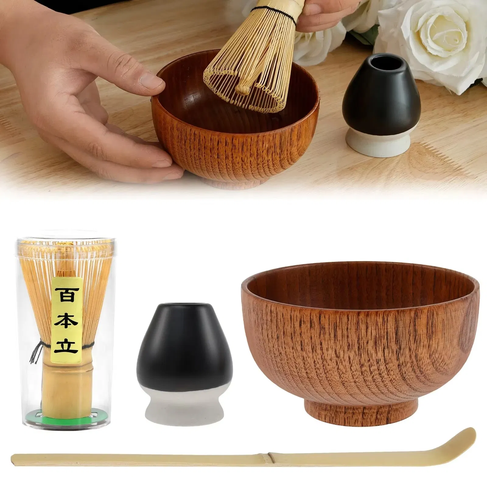 Custom Chinese Supplier Bamboo Chasen Matcha Scoop Whisk Charm Matcha Set Kit