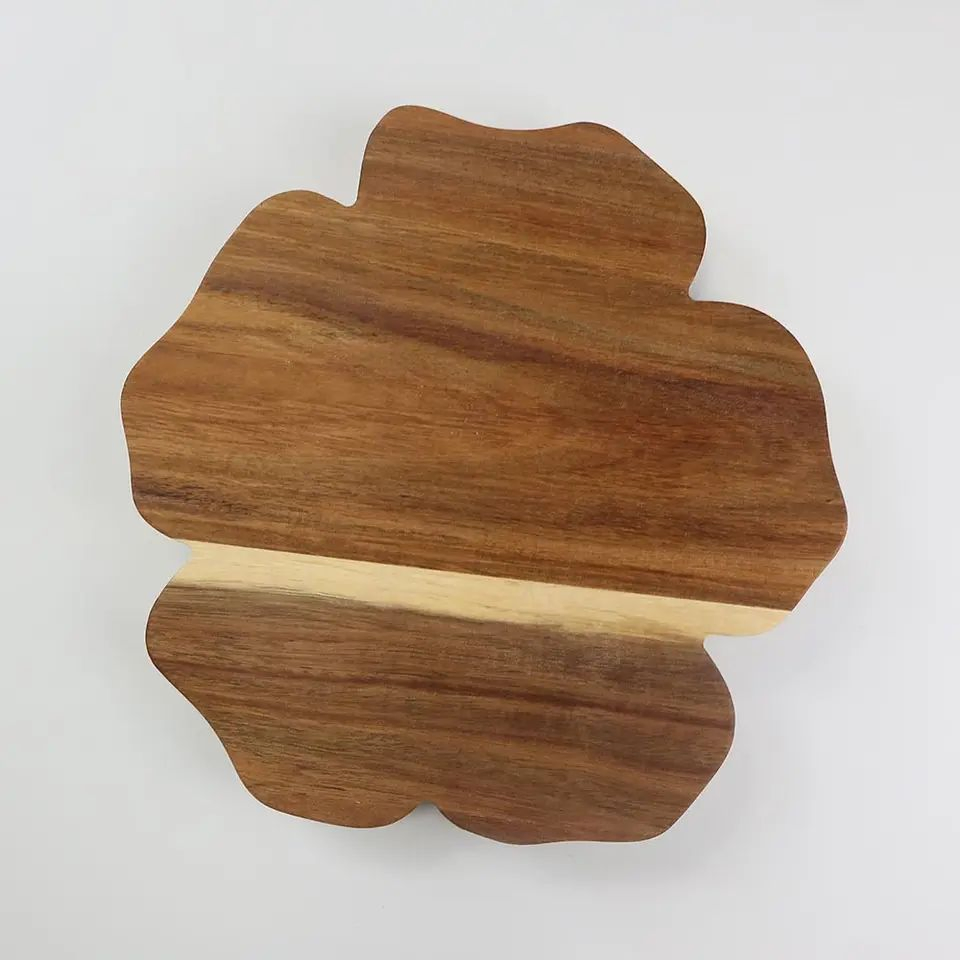 Acacia Wood Serving Tray Kitchen Serving Tray Flower Shaped Serving Tray