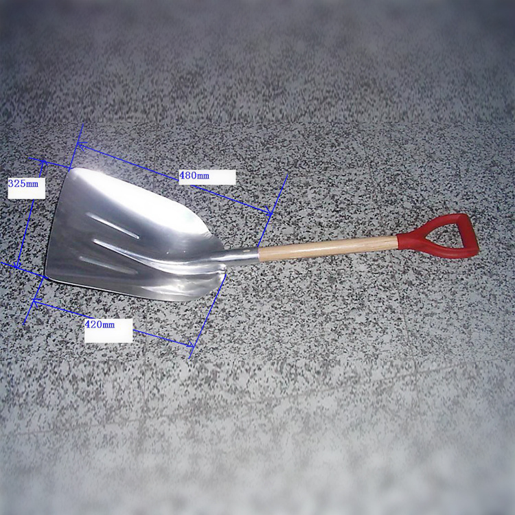 Garden Tools Square Spade Aluminum Snow Shovel with Short Wooden Handle