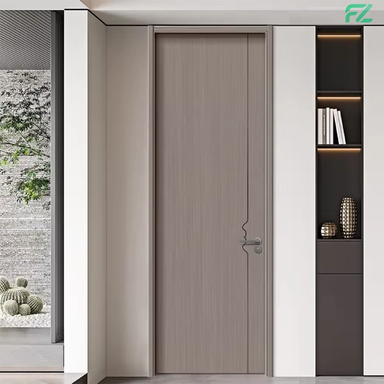 Custom Size Fire-Rated & Soundproof Simulated Wood Grain Aluminum Interior Doors Slab Doors