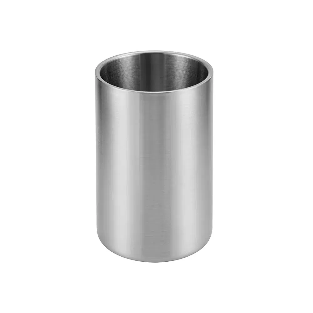 Wholesale 1.6L Stainless Steel Double Wall Wine Cooler Round Champagne Chiller Bottle Silver Metal Ice Bucket for Beverages