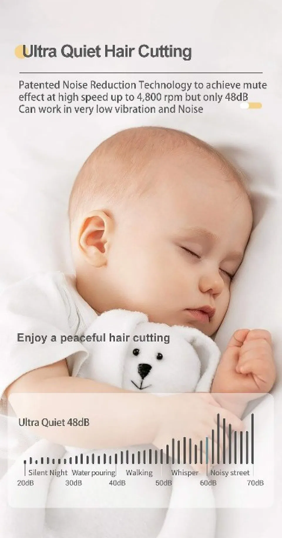 High Quality Baby Care Waterproof Hair Trimmer Vacuum Ultra Quiet Hair Clipper