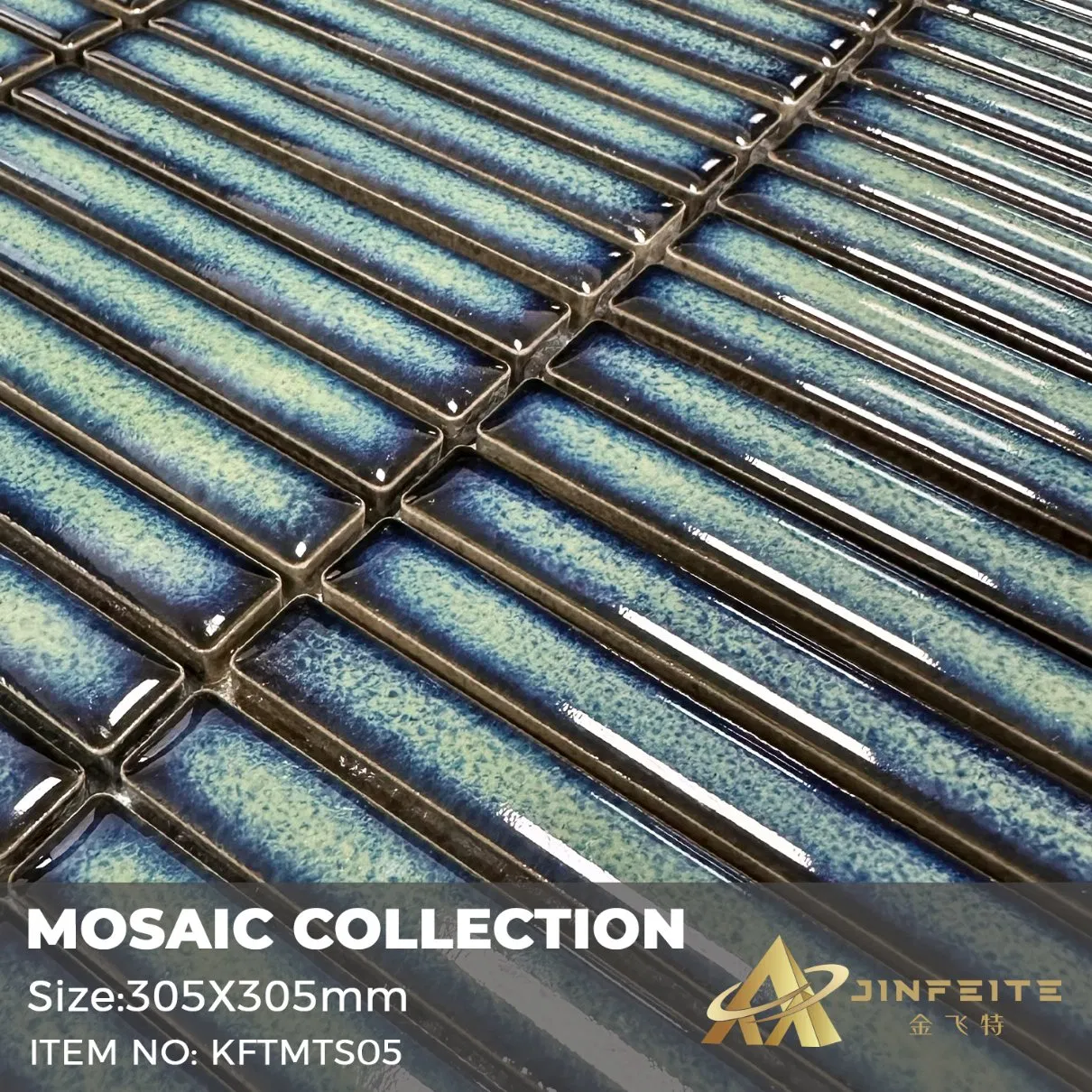 Черная мозаика из фарфора 30x30 мм