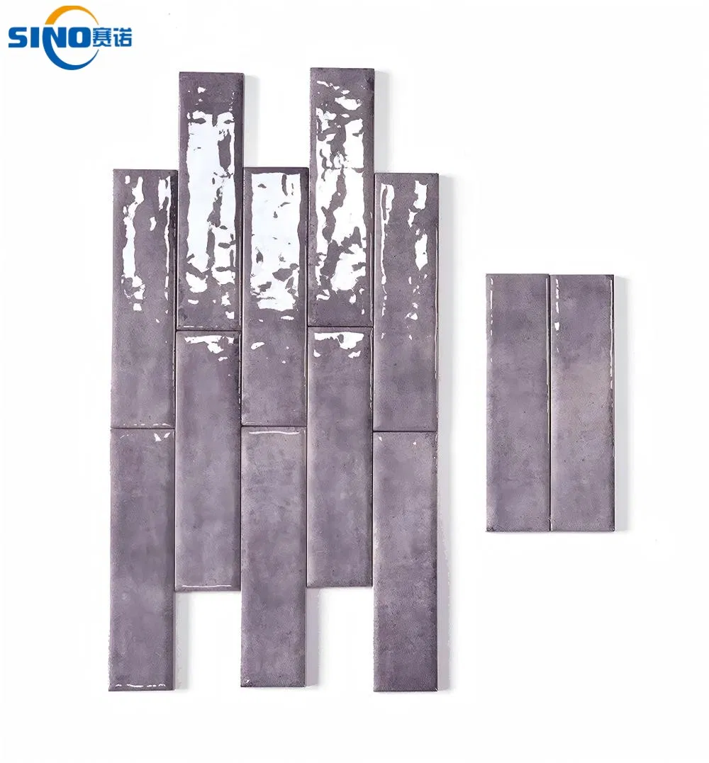 Luxury Glossy Handmade Ceramic Wall Tiles Modern Strip Design for Interior