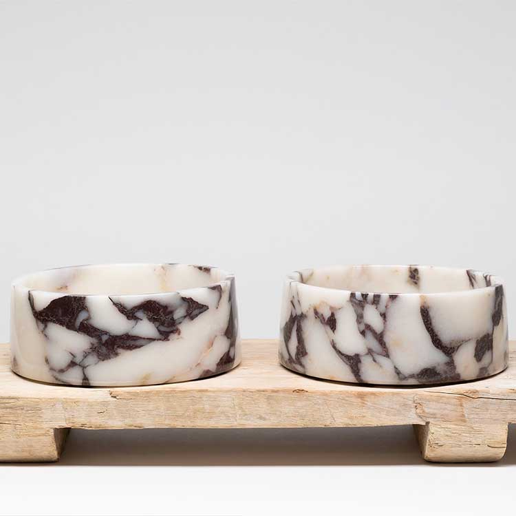 Durable Ceramic Pet Dog Bowl Marble Bowls for Dogs and Cats Round Food Bowl