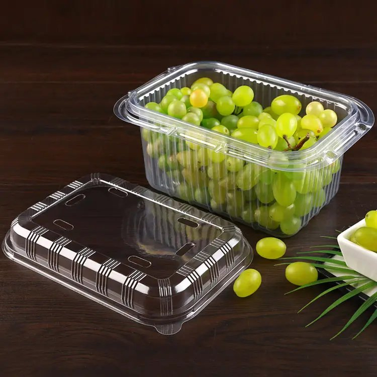 Transparent Plastic Boxes Strawberry Picking Basket Disposable Grape Packing Box with Handle