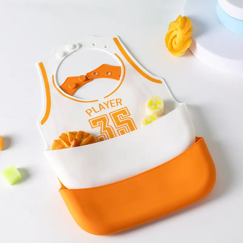 Kids Dining Feeding Children's Football-Shaped Adjustable Waterproof Silicone Baby Bibs