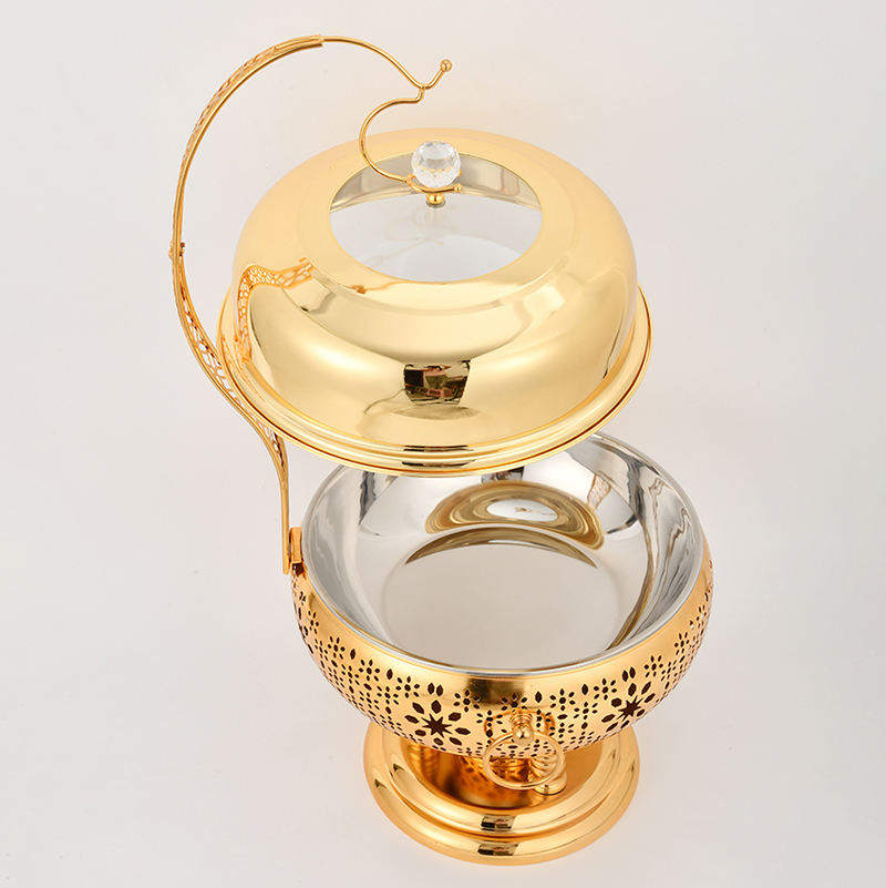New Gold Plated Stainless Steel Buffet Stove Hotel Insulated Vegetable Stove