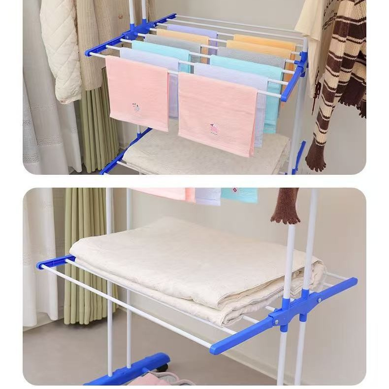 New Folding Clothes Drying Rack Indoor Floor Stand 3-Tier Winged Laundry Hanger