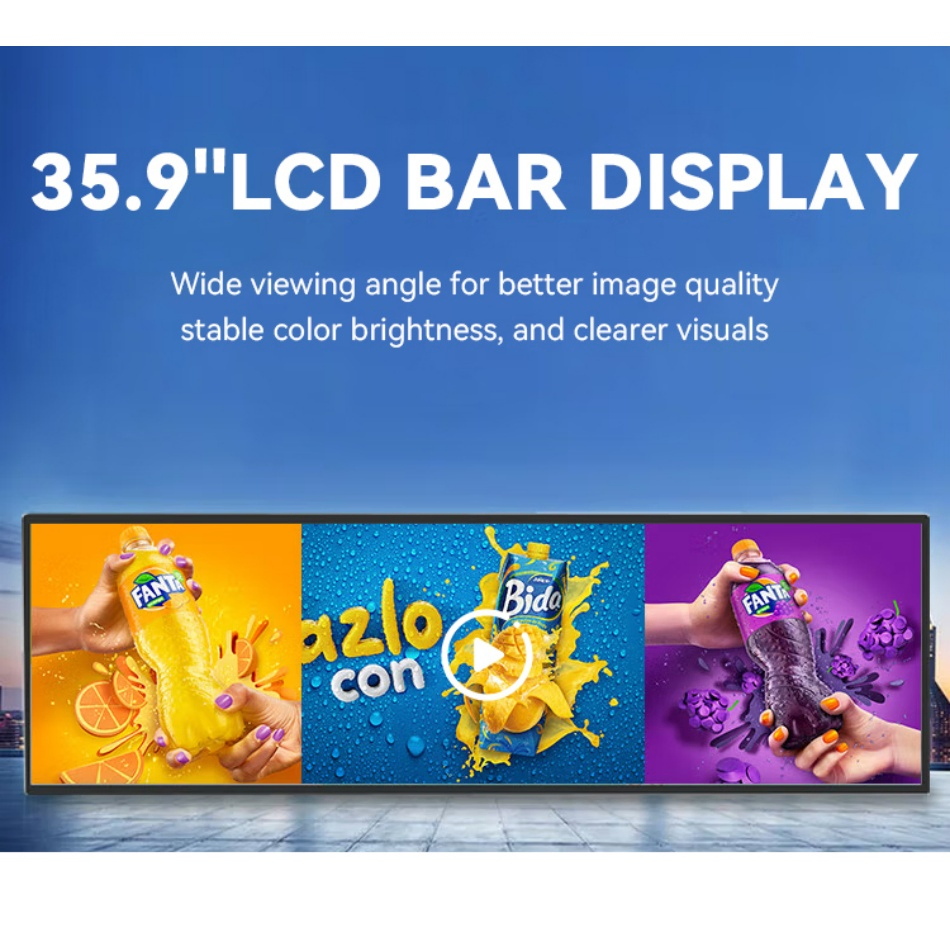 Indoor Wall Mount 39.5inch Ultra Wide Android LED Display Screen