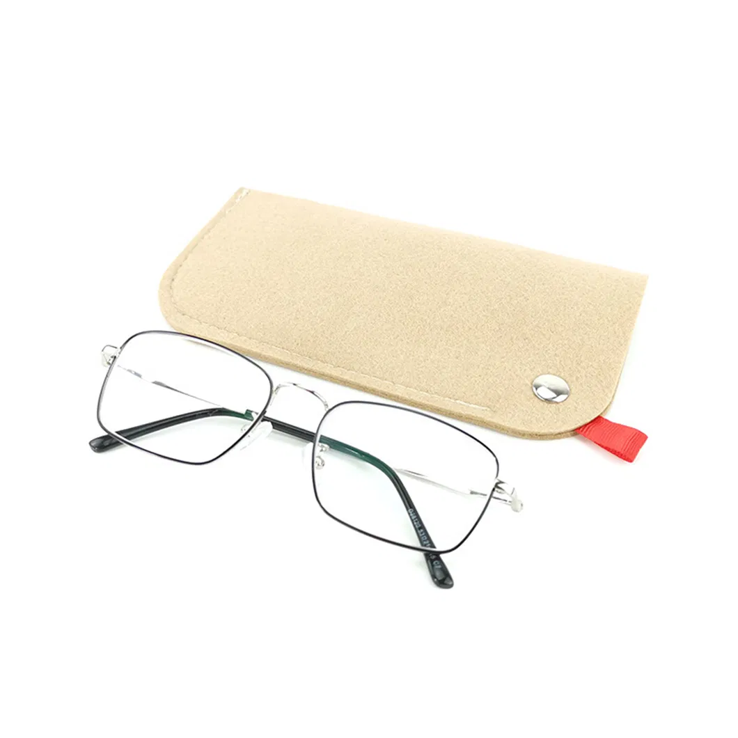 Customized Sunglasses Case Portable Soft Felt Eyeglass Pouch Bag with Buckle Closure Custom Logo