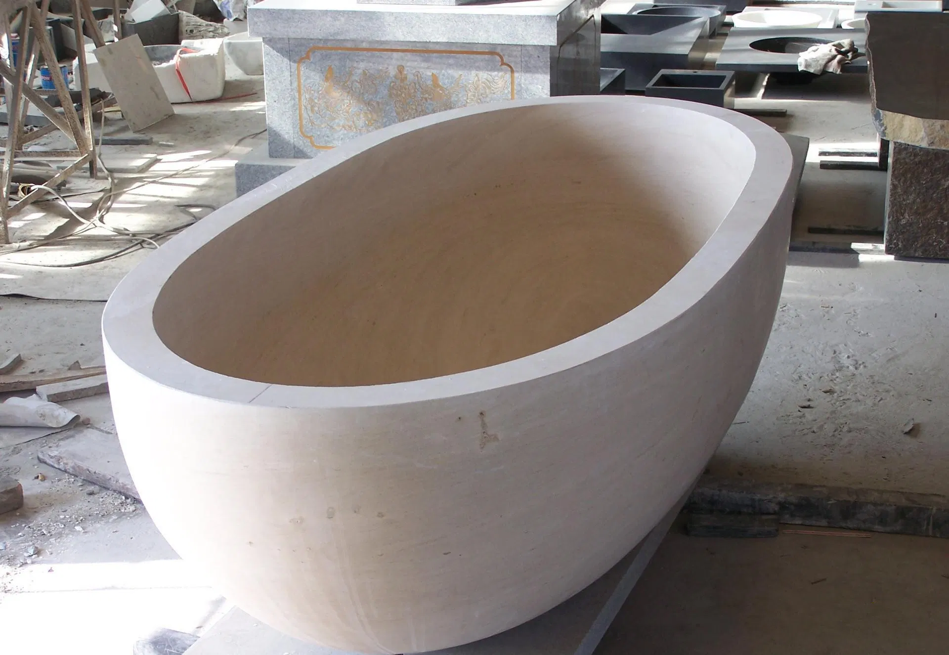 Modern Design Hand Carved High Polishing Natural Carrara Marble Bath Tub