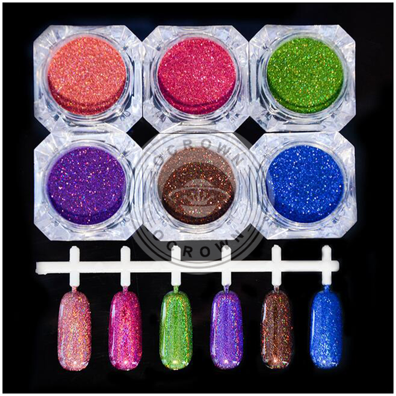 Ocrown Holographic Dark Blue Glitter Flakes Hologram Pigment Powder