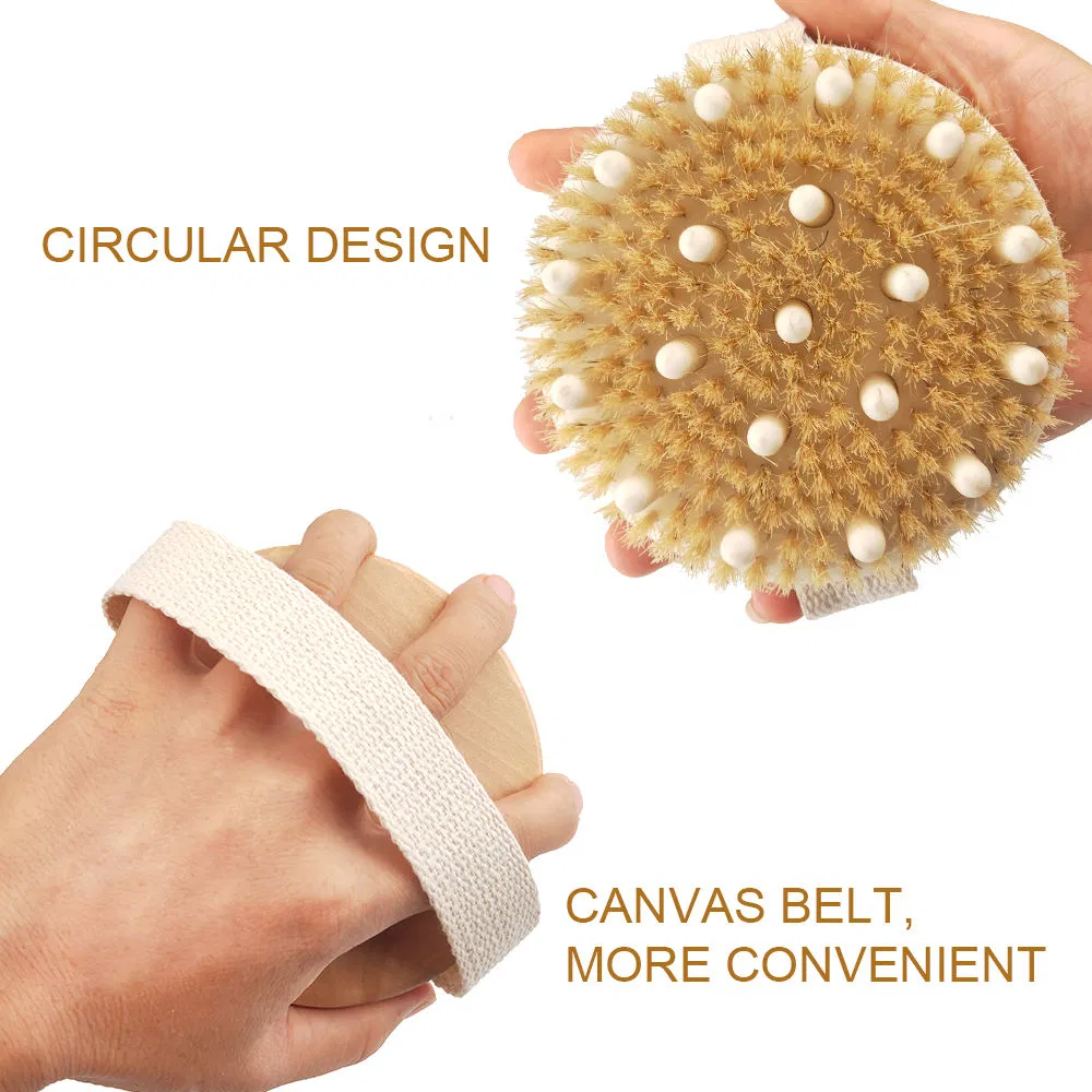 Factory Wholesale 100% Natural Sisal Brush with Bamboo Wood Handle/Exfoliating Brush/Dry Body Shower Brush