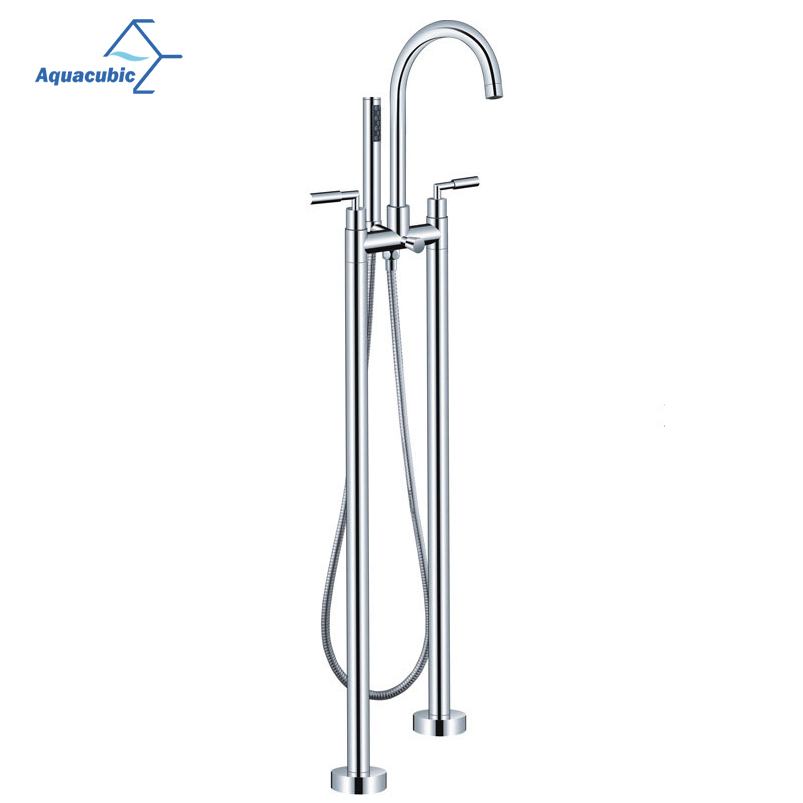 Luxury Design Freestanding Bathtub Faucet Shower Mixer Taps European Floor Mounted Shower Set with Handle Shower