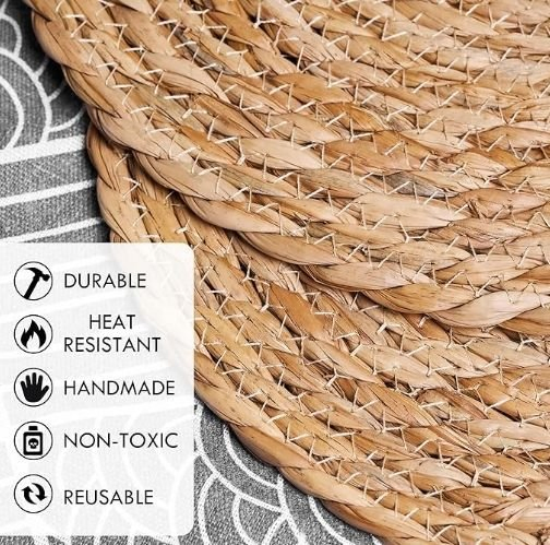 Eco-Friendly Heatproof Natural Rattan Plate Dish Table Mats for Dinner