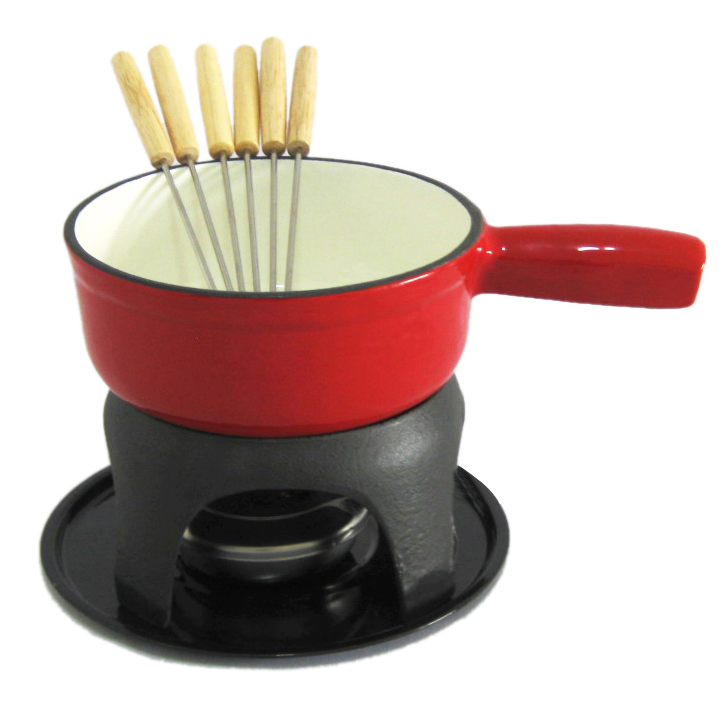 LFGB, CE, FDA, SGS Cast Iron Chocolate Fondue with 6 Forks