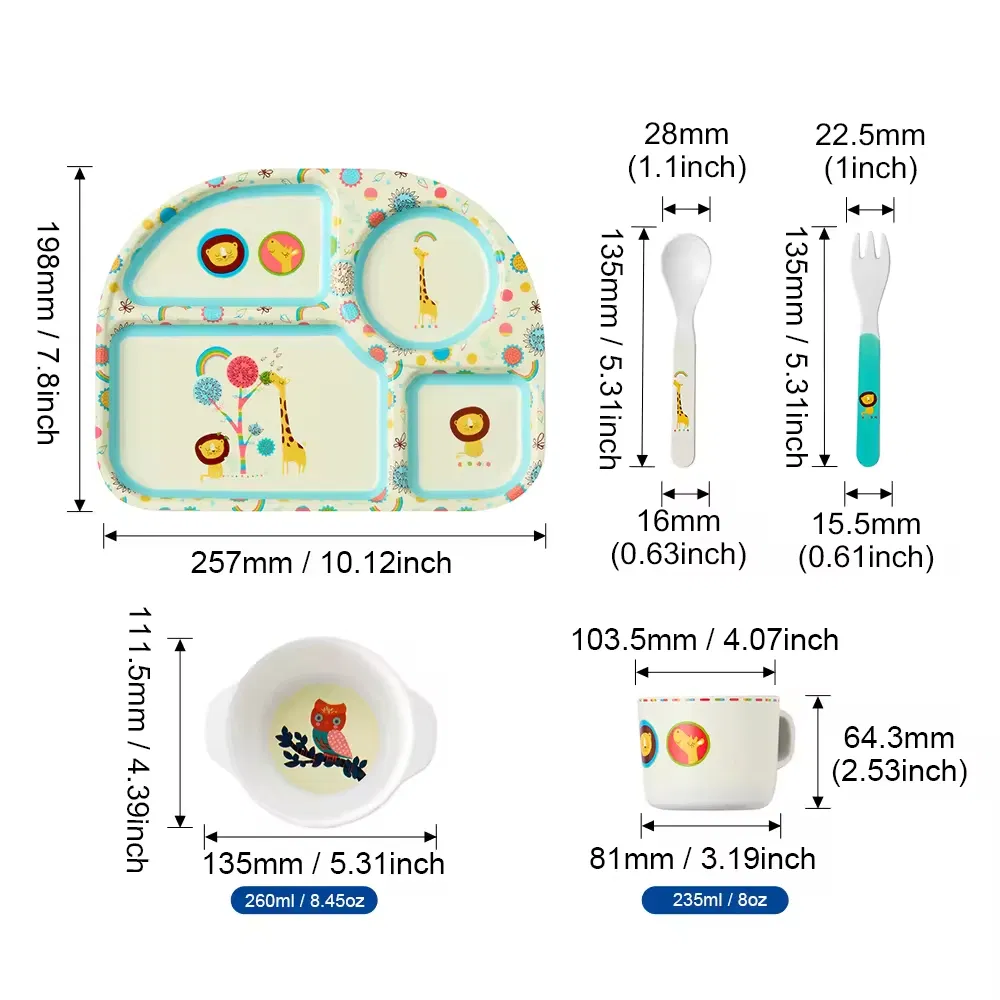 Eco-Friendly RPET Kids Food Plate Set Durable Plastic Tableware for Healthy Eating