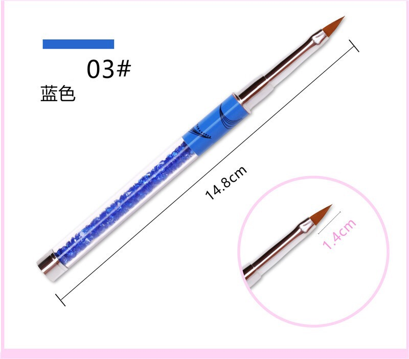 Nail Brushes Colorful Rhinestones Handle Nail Crystal Carve Brush