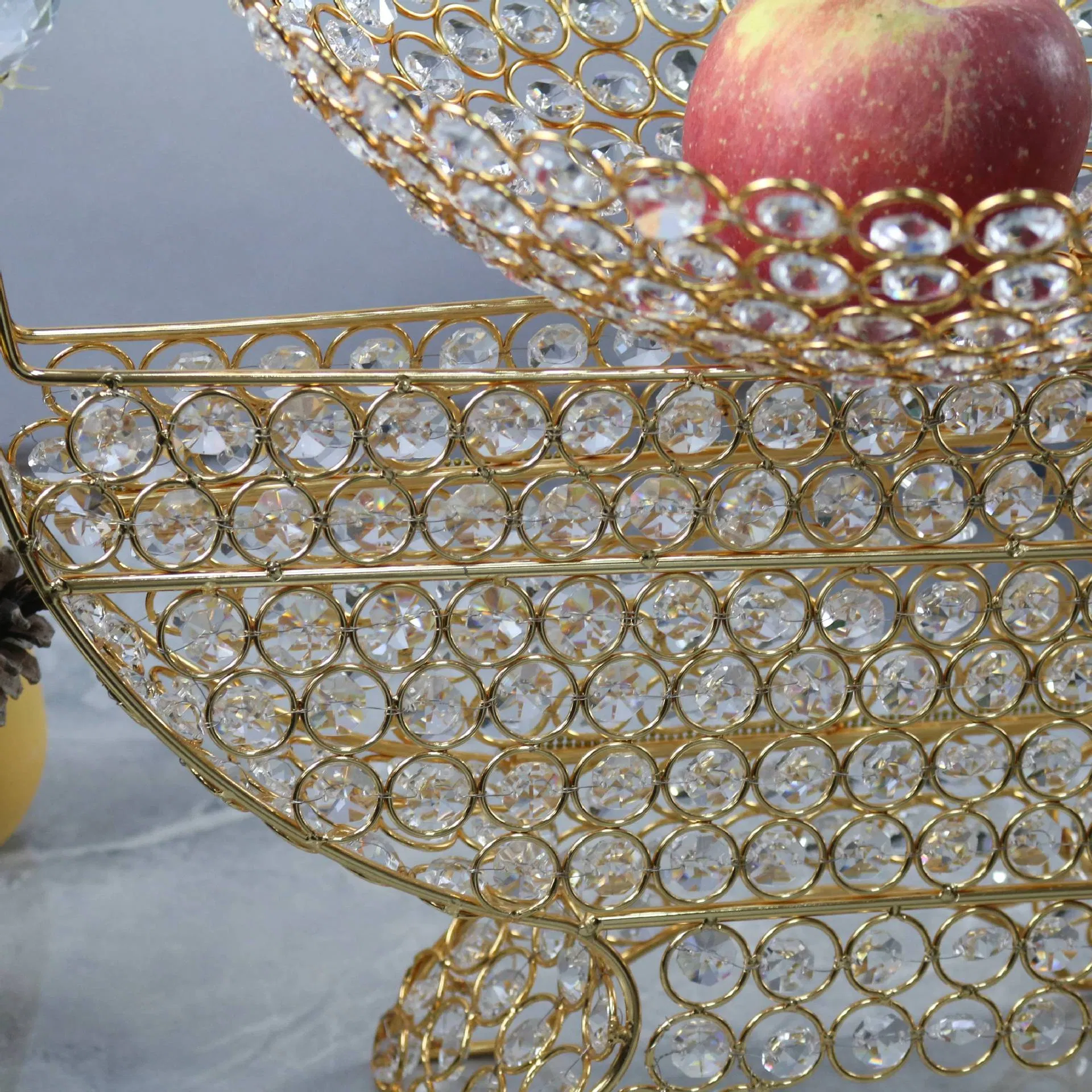 Wholesale Market Kitchen Utensils Gold Plated Iron Tray with Plastic Bowl Set Candy Tray