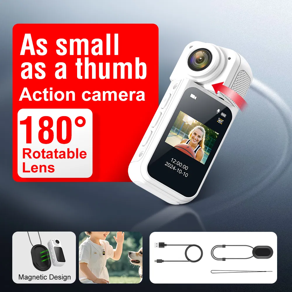 Magnetic Design 2.7K HD Video Thumb Action Camera 1.26 0z Weights