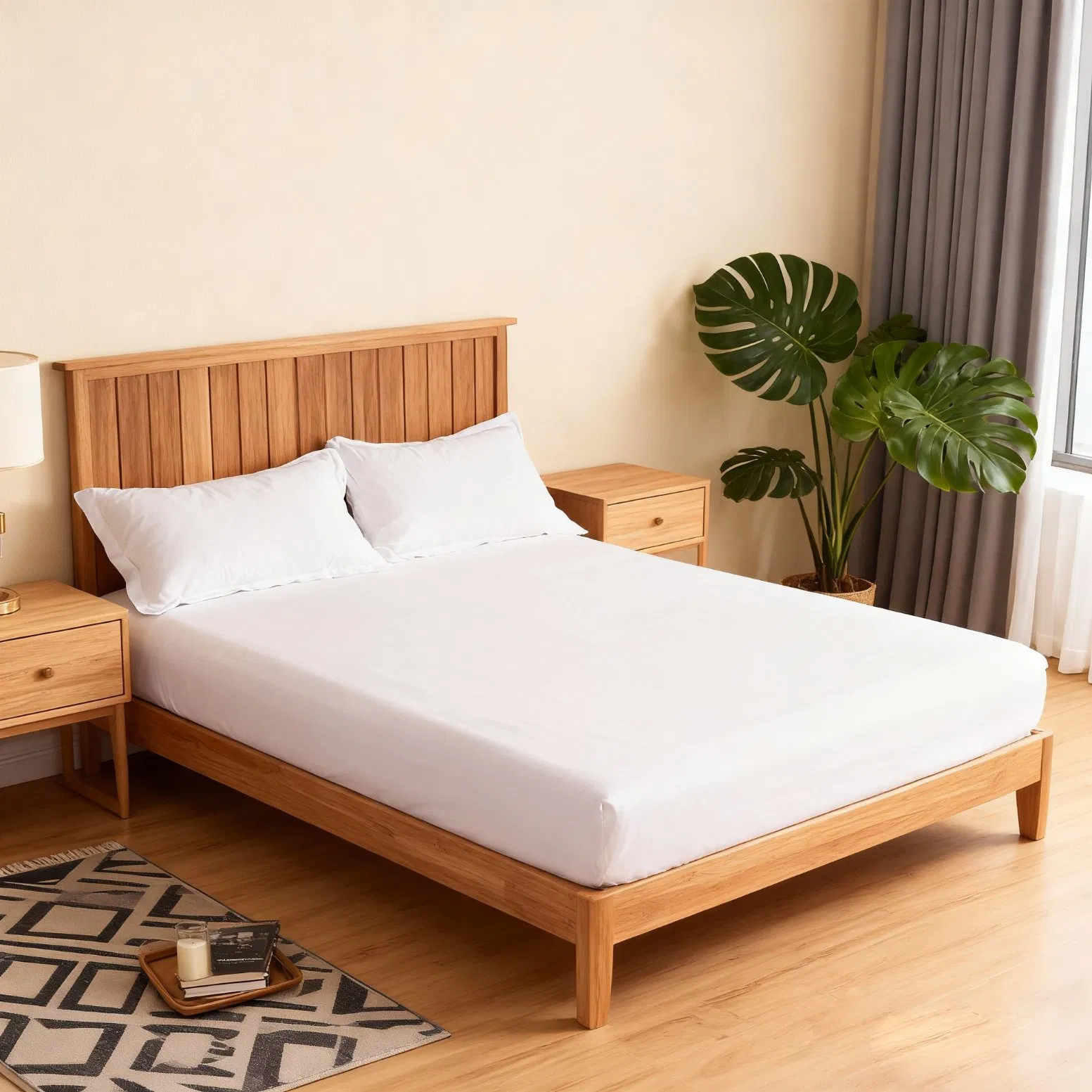 Wholesale Custom Size Breathable Hotel Bedding Set White Cotton Bed Sheet