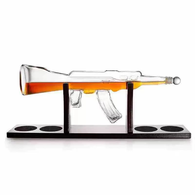 Gun Type Wine Holder Submachine Gun Decanter Ak47 Whiskey High Borosilicate Bottle Big Gun Style Wine Set