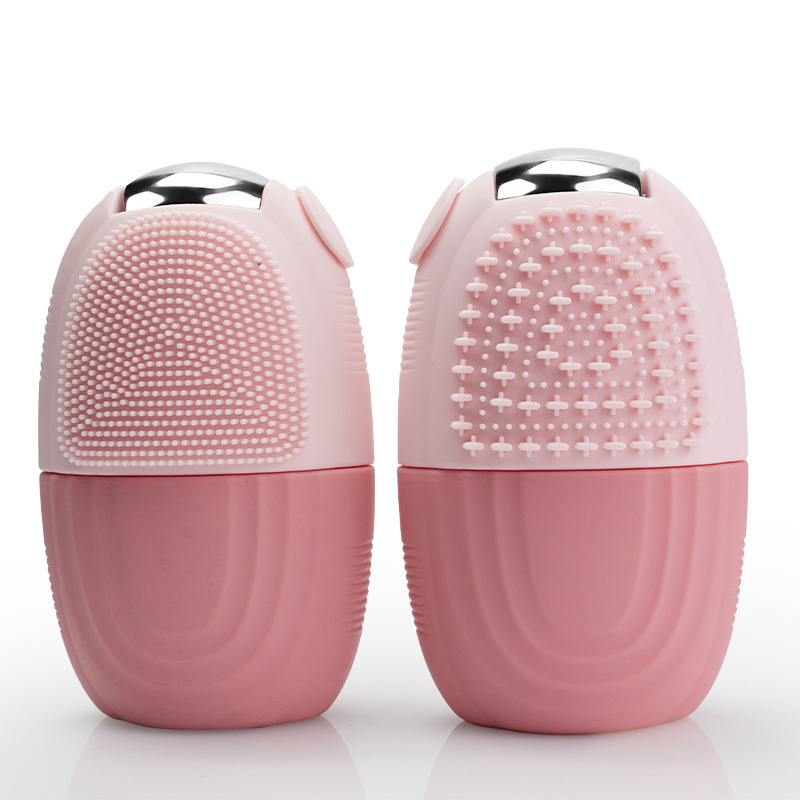 Multi Functional Silicone Cleansing Brush Facial Ice Tray with Metal Roller Massage