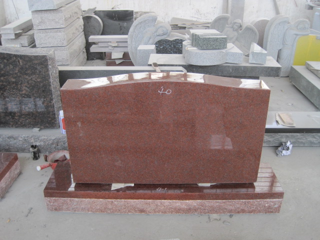 Natural Stone Multicolored Red Granite Memorial Tombstone Customized