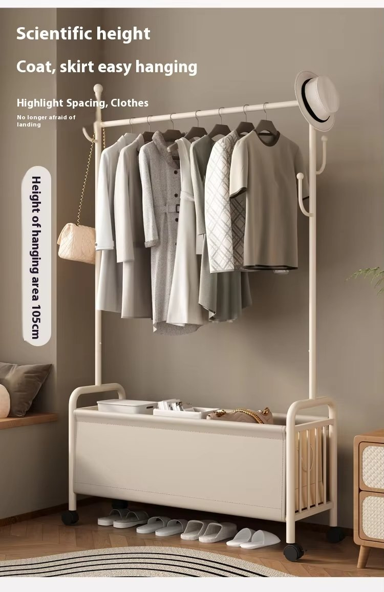 Stylish Clothes Rack with Hanging Cap and Storage Basket