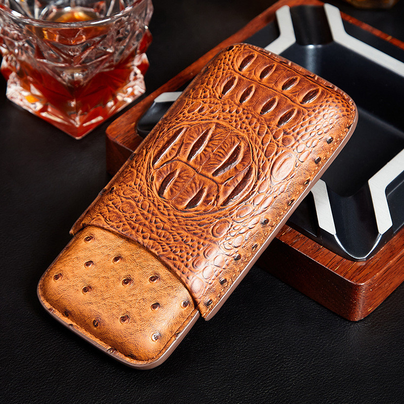 Ea455 Luxury Men Portable Cigar Travel Case Microfiber Factory Price Storage 3 PU Leather Cases