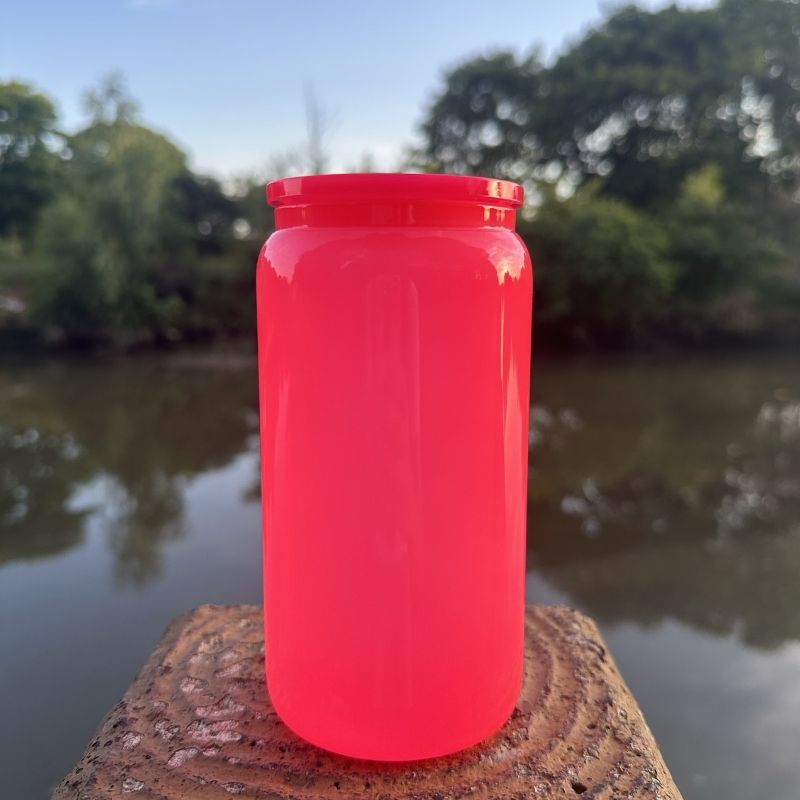 Неоновые стеклянные банки 16oz для сублимации с крышкой