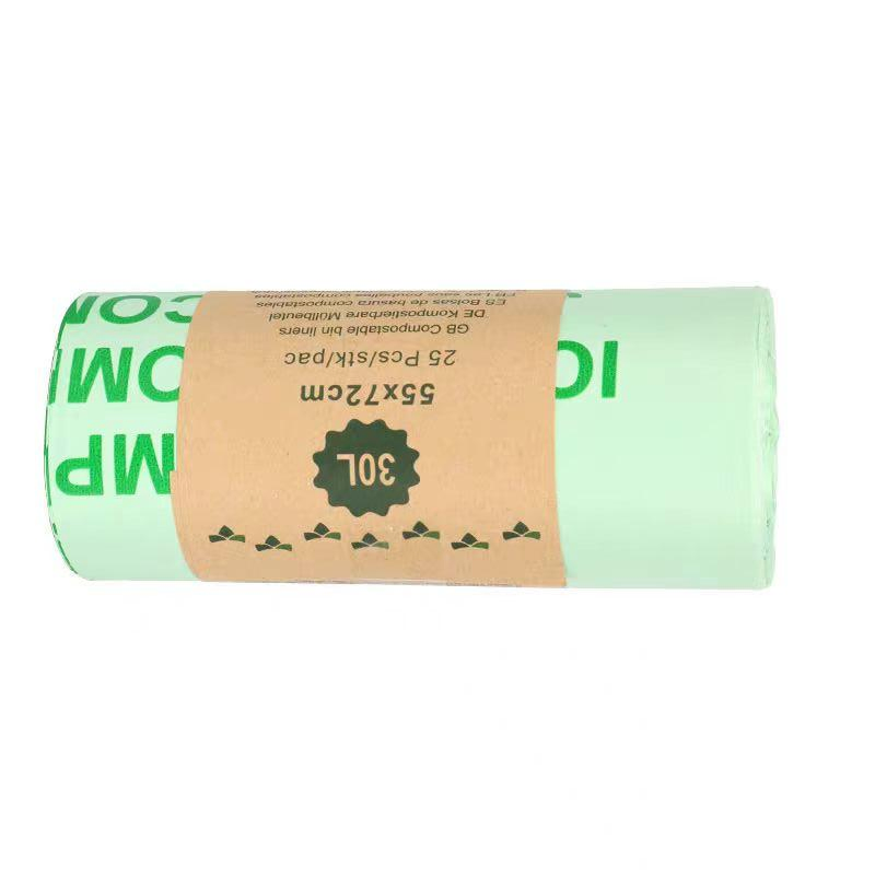 Customizable En13432 Compostable Plastic Garbage Bag Biodegradable Kitchen Waste Trash Bag