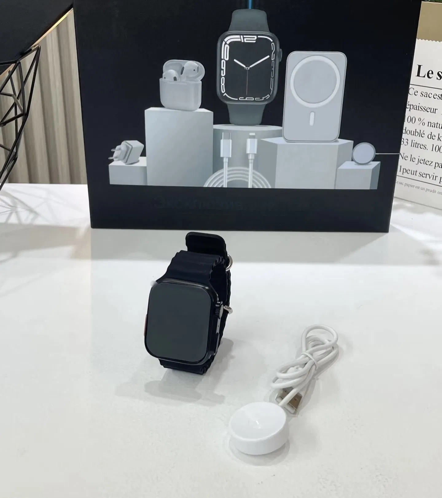 6 in 1 Air Battery Pack Charging Smartwatch Earbuds Set for EU/Us/UK