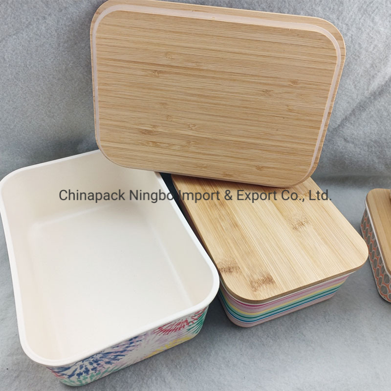 Bamboo Fiber Box with Bamboo Lid; Large Capacity Storage Box; Four Different Size