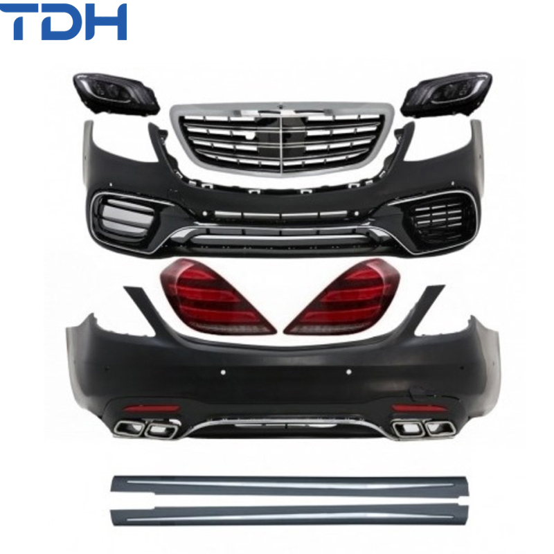 Полный комплект обвеса Mercedes-Benz S-класс W222 (2019+) в стиле S63 AMG с фарами и фонарями