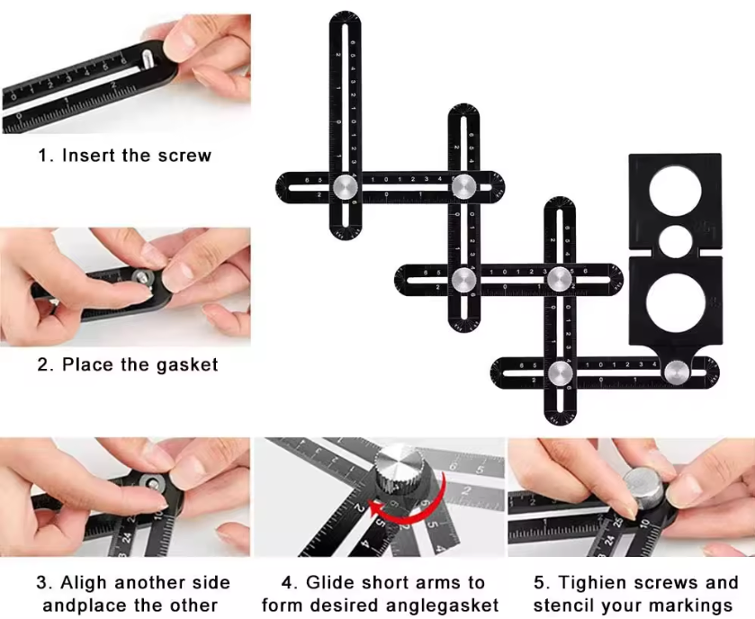 High Quality Tile Cutting Hole Six Fold Ruler