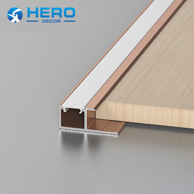 LED Wall Panel Profile Hero Metal Tile Trim for Wood Veneer H Shape Aluminum Extrusion Strip