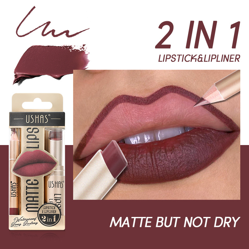 Lip Liner Pencil Strap Non Stick Cup Longlasting Waterproof Matte Lipstick Set 12 Colors