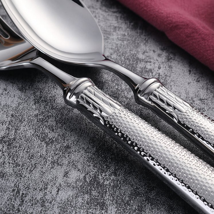 Forged Hollow Handle Stainless Steel Silver Cutlery Luxury Silverware Wedding Cutlery Set