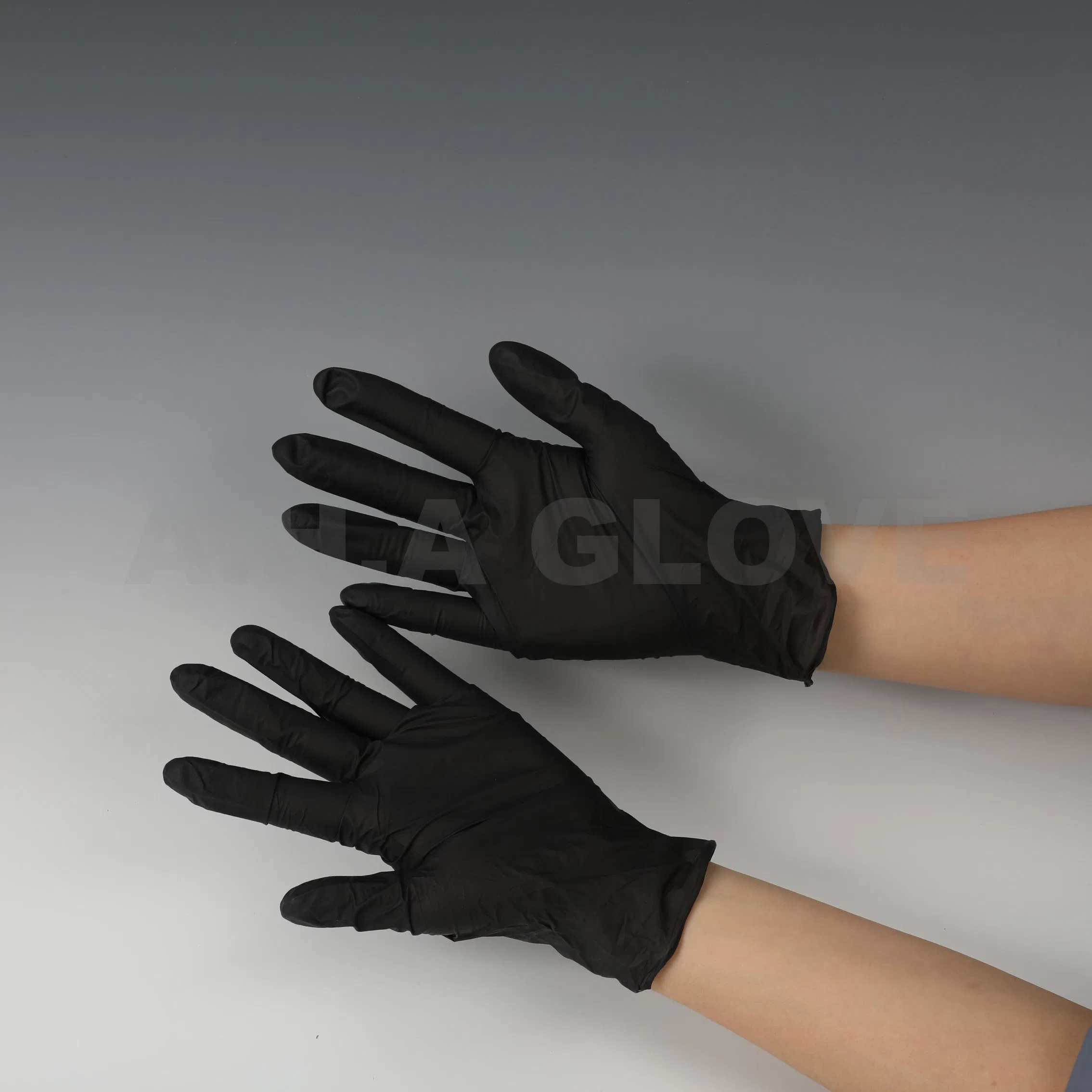 9′ ′ High Quality Powder Free Black Color Nitrile Glove Disposable Protective Nitrile Glove