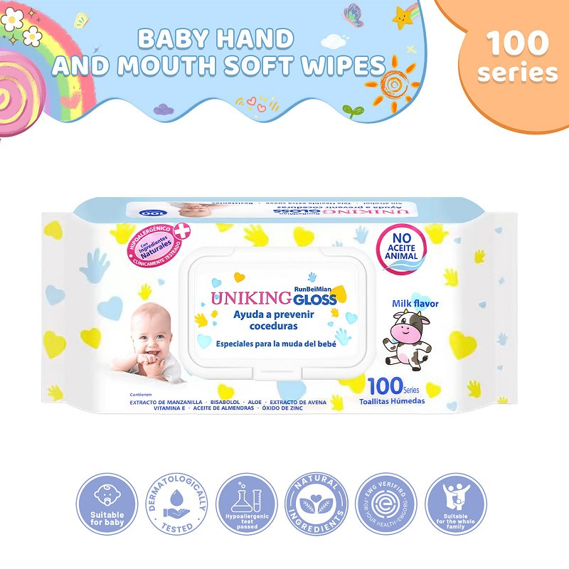 Wholesale Custom Plant-Based Baby Wipes 80PCS Unscented Skin-Friendly Hand and Mouth Wipes