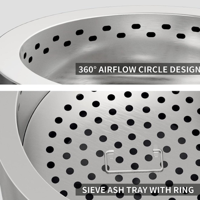 Tabletop Fire Pit with Stand - Smokeless, Stainless Steel Fire Pit for Camping, Outdoor & Patio- Wood Burning or Pellet Fueled Portable Bonfire