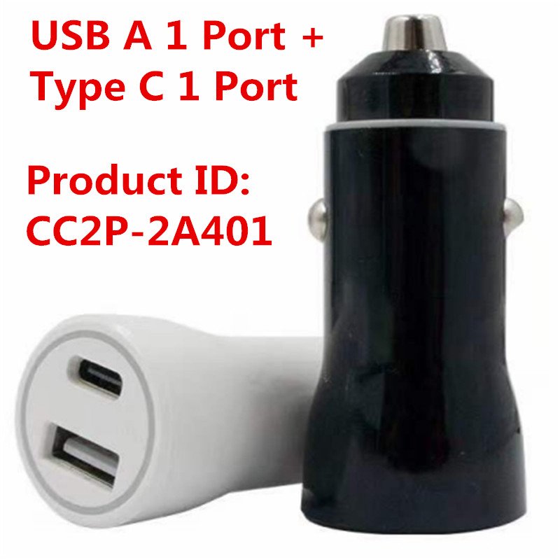Автомобильное зарядное устройство USB A и Type-C 2.4A